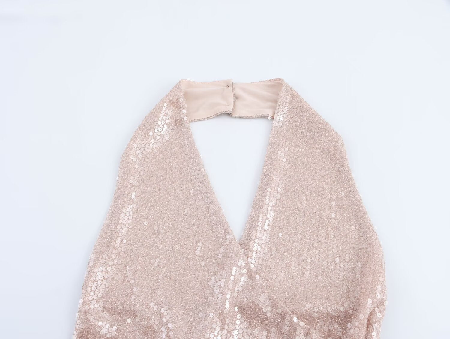 Women French Sequin Pleated Halter Dress Bella Mia